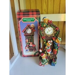Vintage Wooden Christmas Bear Clock Decoration‎
